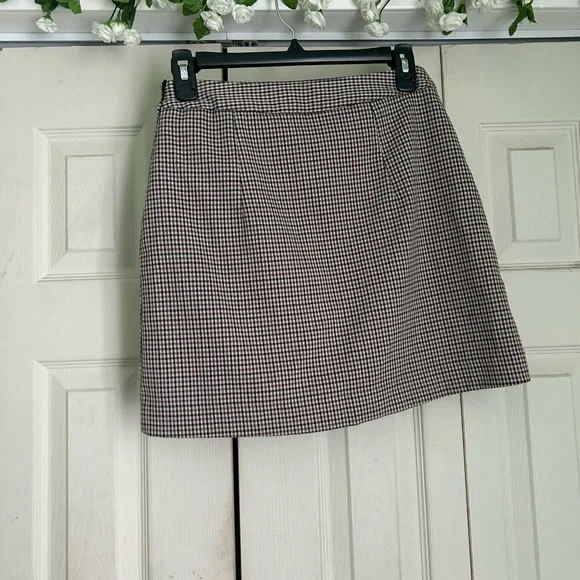 Mango Black and White Houndstooth A-Line Skirt - Picture 3 of 5